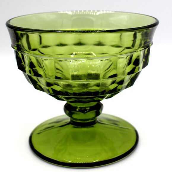 Vintage Glass Dessert Cups Indiana Glass Whitehall Cubist Pattern Set of 4 - Picture 2 of 6